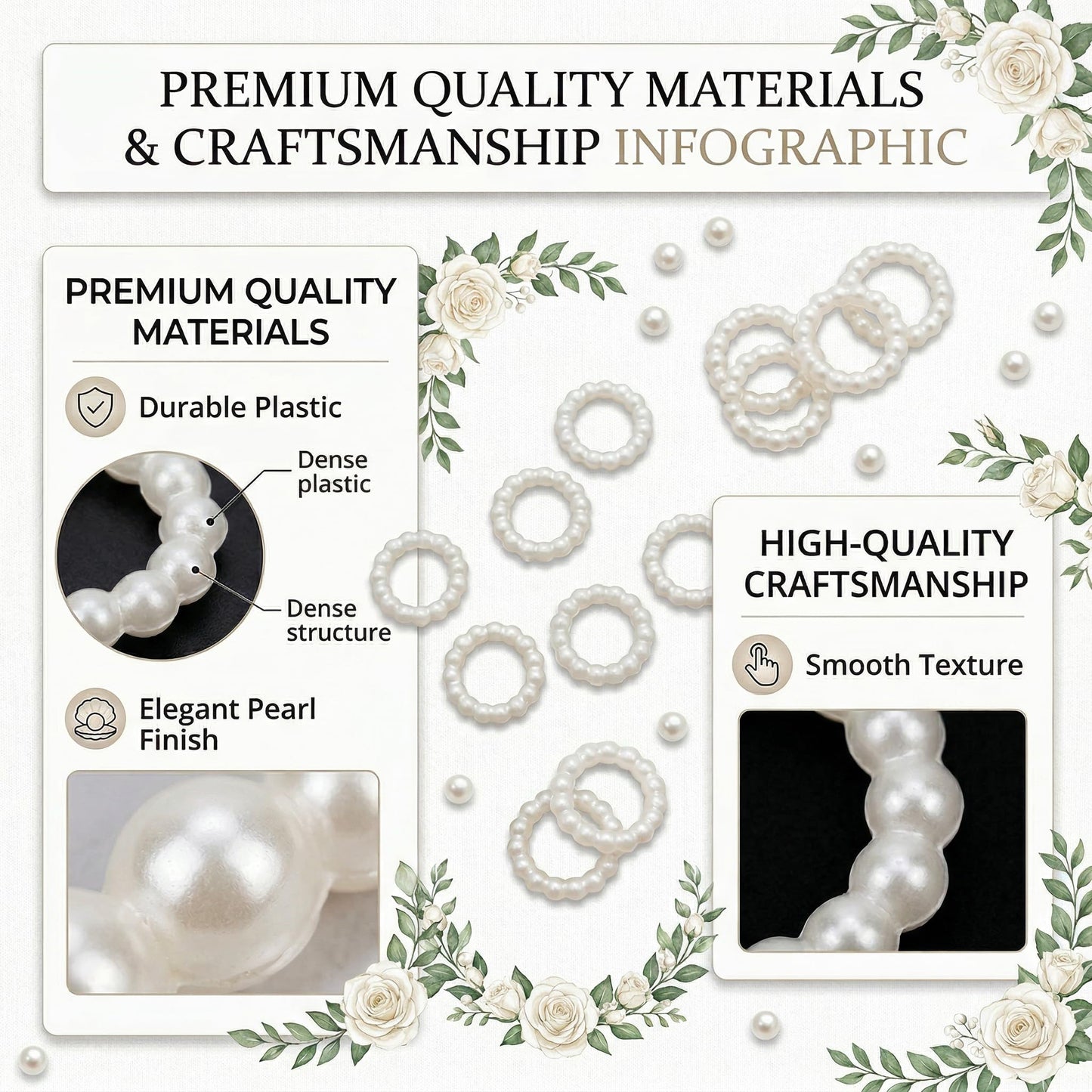 Pearl Circle Table Scatter Confetti - 50 Pcs Circle Shaped Plastic Faux Bead Charms for Wedding Table Decoration, DIY Crafts, Nail Art, Cake Topper, Bridal Shower and Party Centerpiece Ornaments