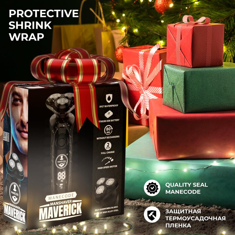 MANECODE® Electric Razor for Men - Shaver with Floating 8 Contouring Technology® and IQ Cleaning Sensor® (Charging Station)
