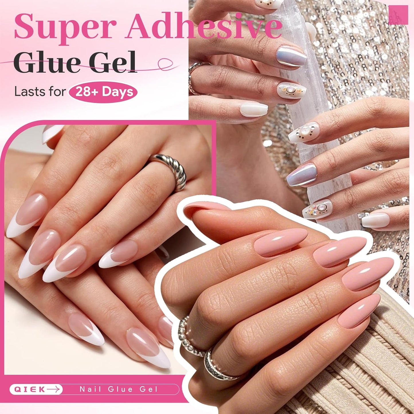 Strong Nail Glue - Quick Dry Semi Solid Gel Adhesive for Press Ons | 10g/0.35oz, Waterproof Bond for DIY Manicure