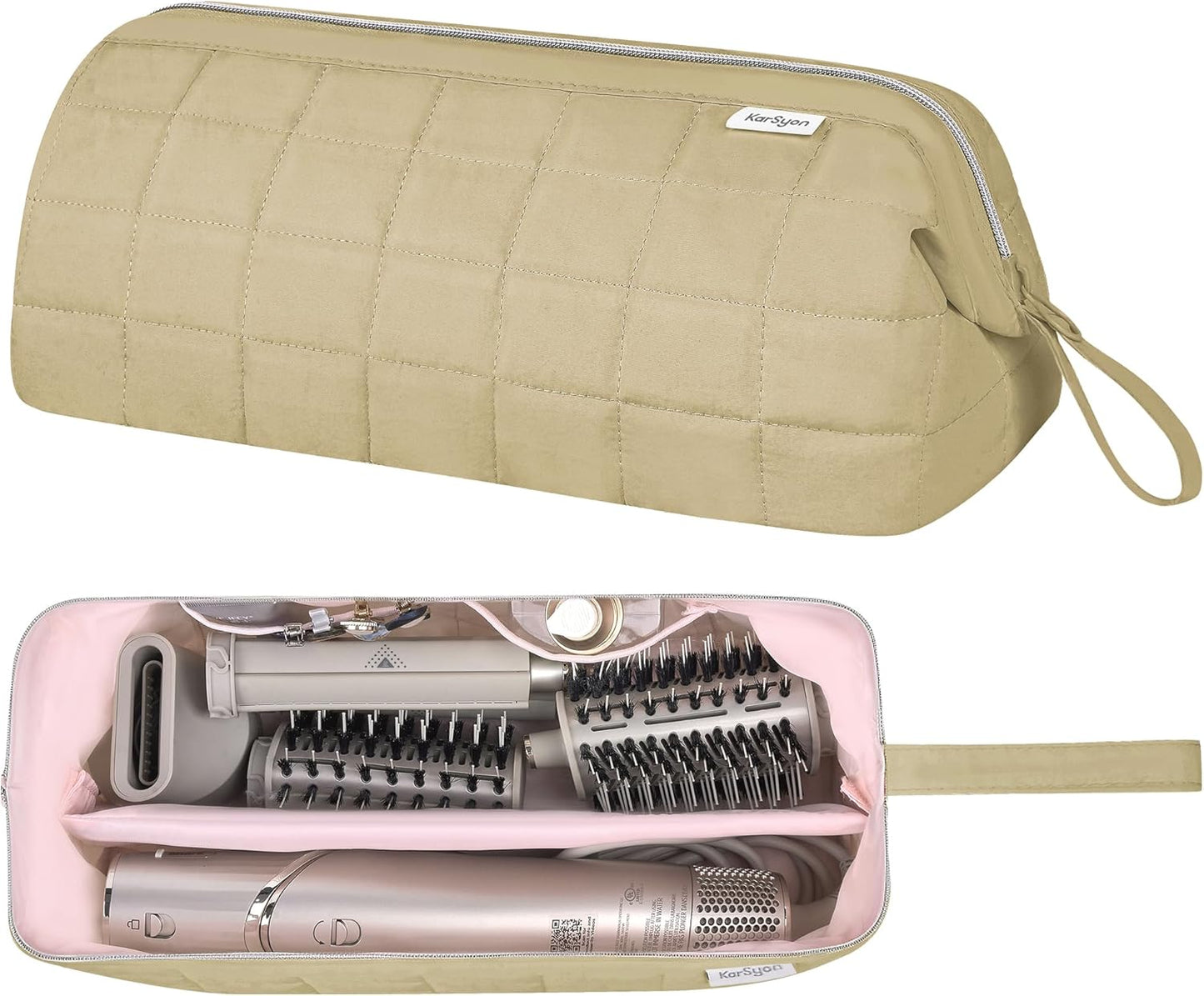 Dyson Airwrap Travel Bag Organizer - Stylish Pink Case for Hair Tools & Accessories | Fits Shark Hair Dryer & Revlon Attachments