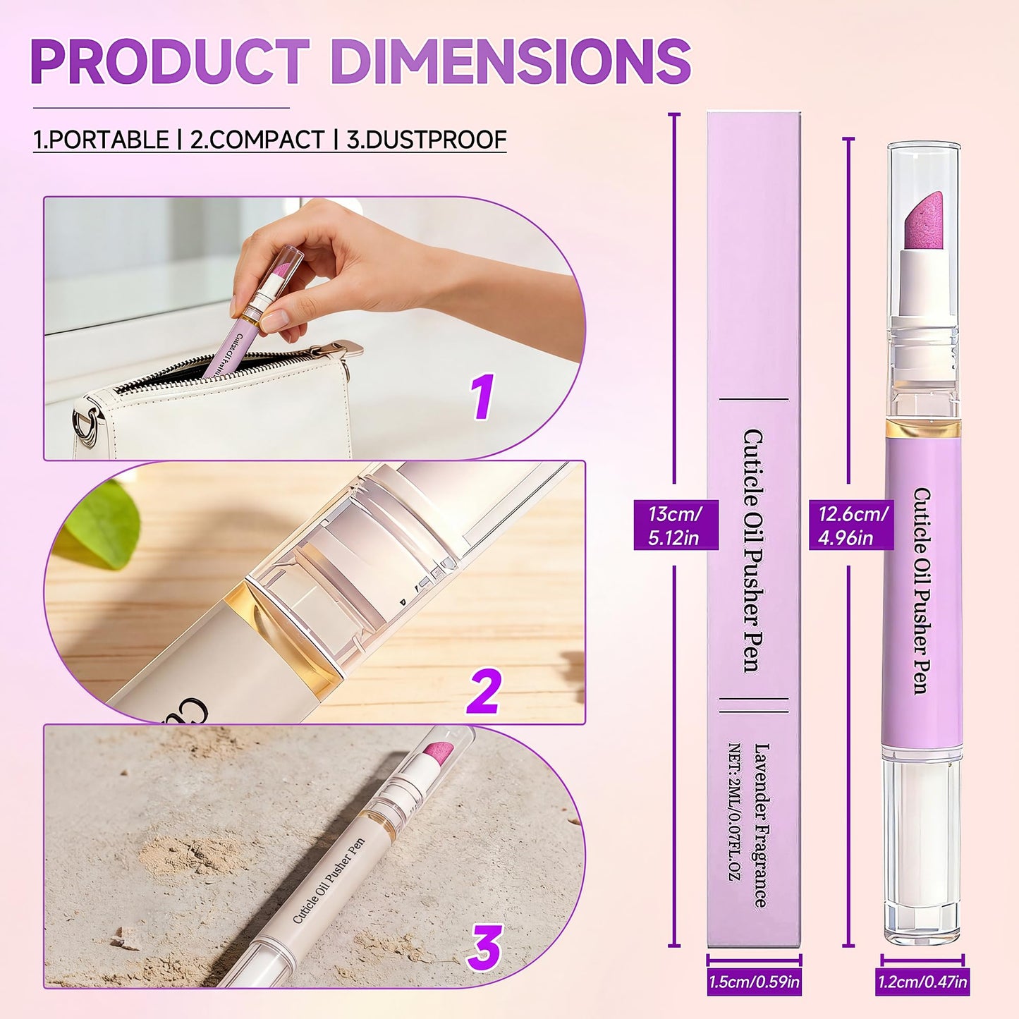 2 Pcs 2-in-1 Cuticle Oil Pusher Pen - 2026 New Ceramic Cuticle Pen,No Leak Travel Size Cuticle Pusher Pen With Oil,Moisturizing And Brightening Instant Keratin Removal Tool For Dry Damaged Nails
