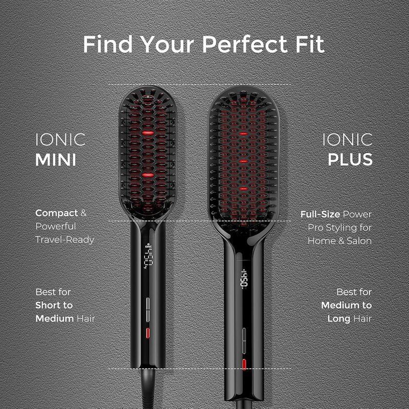 Tymo Hair Straightener Brush - Ionic Compact Styling Tool for Women | Lightweight, Fast Heat, Black