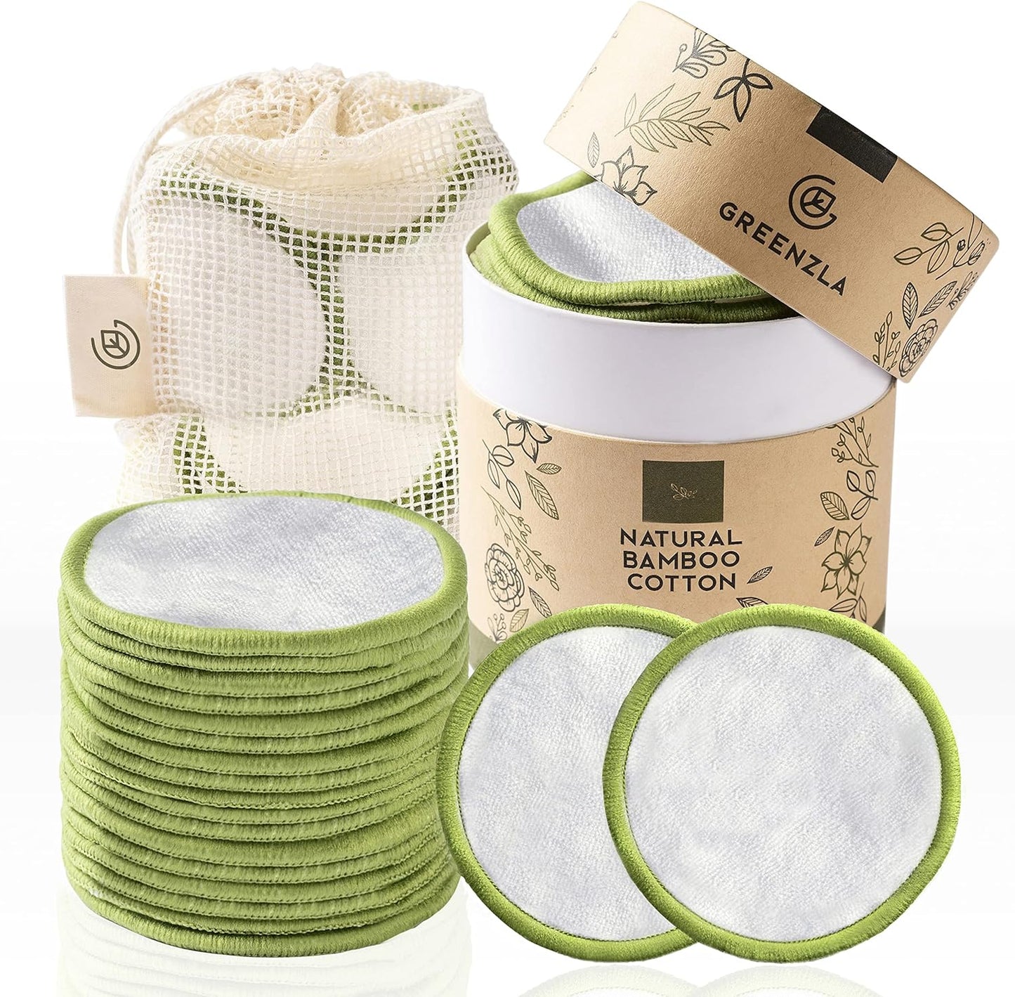 Reusable Makeup Remover Pads - 12 Pack Microfiber Cotton Rounds | Charcoal & Bamboo Terry for All Skin Types