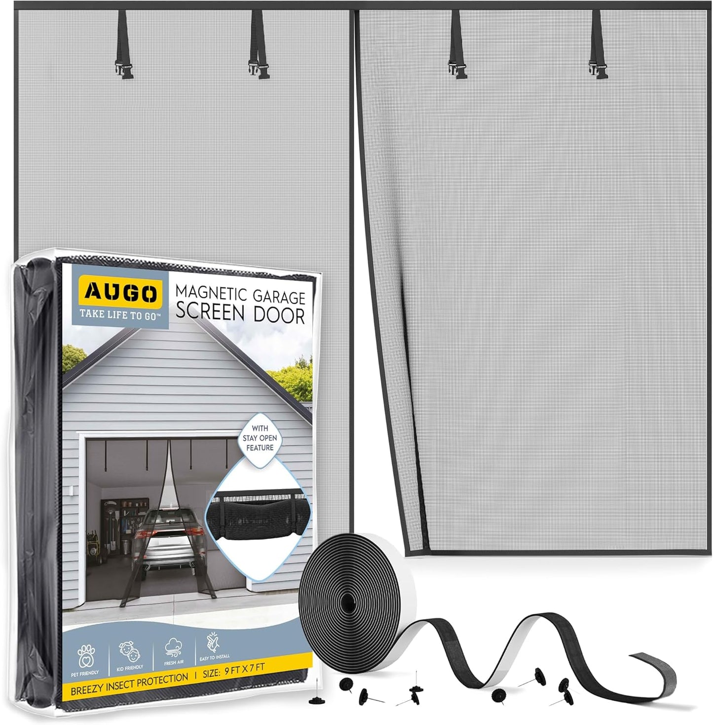 Magnetic Screen Door - Heavy Duty, Self-Sealing Mesh Keeps Bugs Out | 38" x 83" - Pet & Kid Friendly