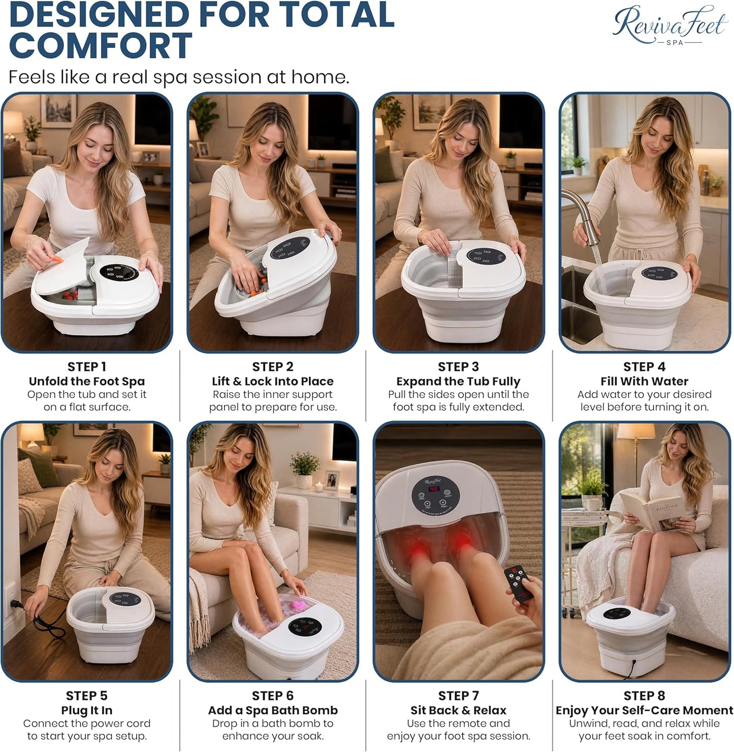 Collapsible Electric Foot Spa - Heated Massage Bath with Bubbles & Temperature Control | 16 Shiatsu Massage Balls, Remote Control