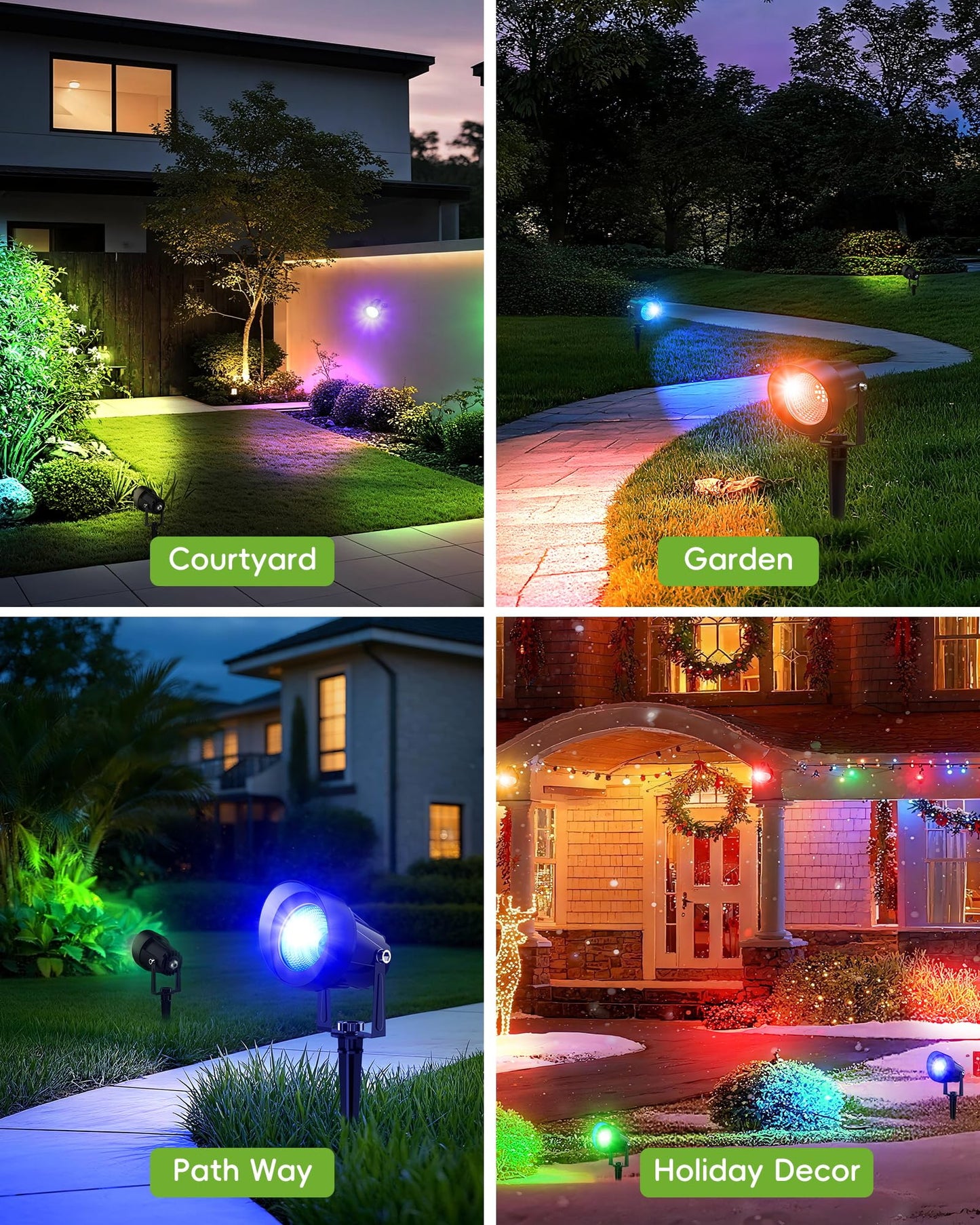 CORESLUX Spot Lights Outdoor, RGBW LED Landscape Lights with APP & Remote Control, Music Mode, DIY Scenes, Timing, IP65 Waterproof Outdoor Landscape Lights for Path Garden Yard