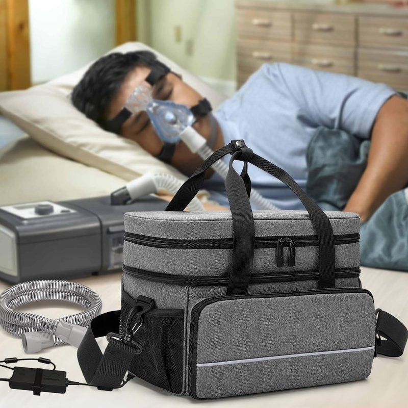 CURMIO CPAP Travel Bag Storage Case Compatible with ResMed AirSense 11, AirSense 10, AirSense 10 Elite, AirStart 10, Philips Dreamstation, 3B Medical Luna G3, and XT Fit, Gray (Patented Design)
