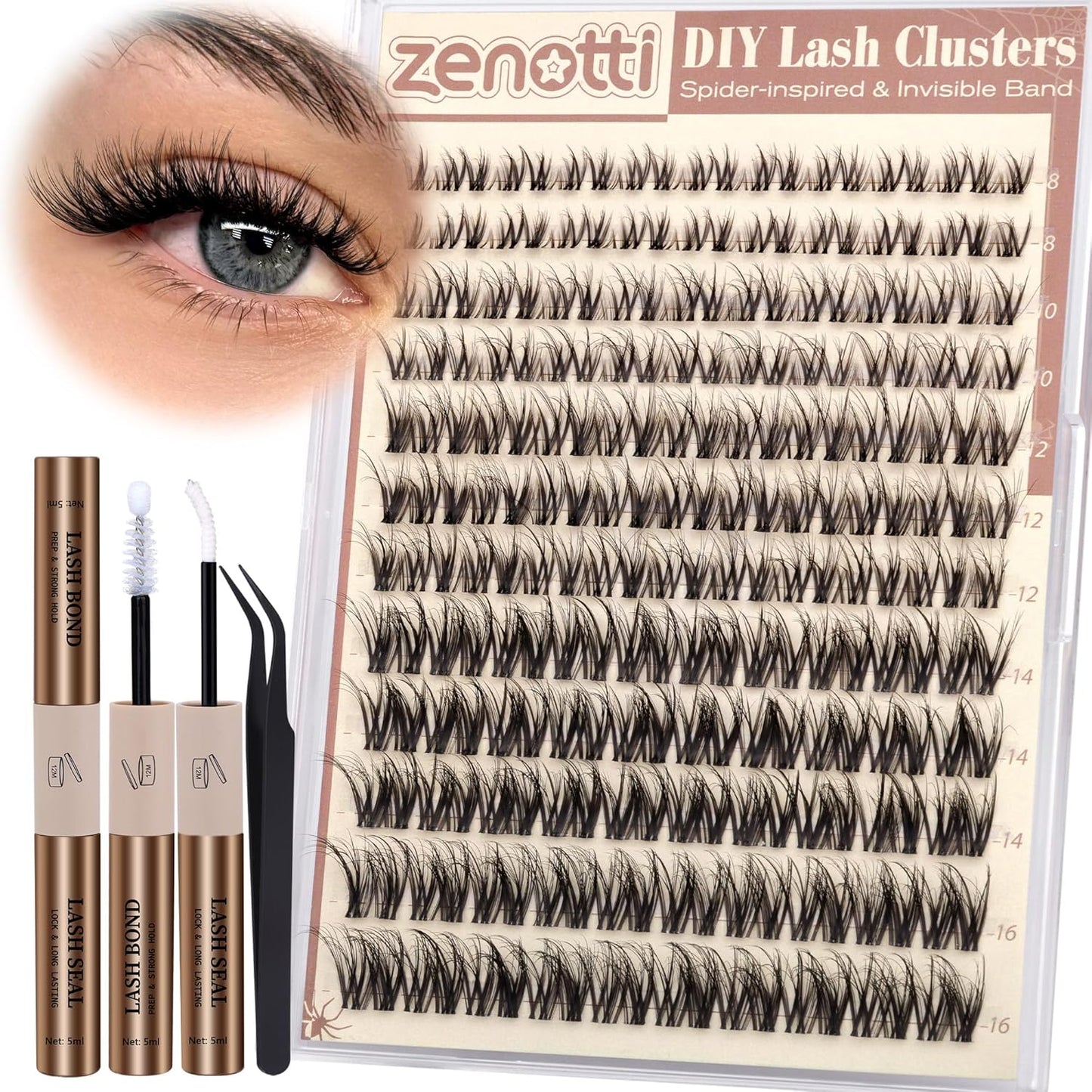 Eyelash Clusters Kit - Natural Wispy D Curl Extensions | 8-16mm Fluffy Individual Lashes for Daily Wear & Parties