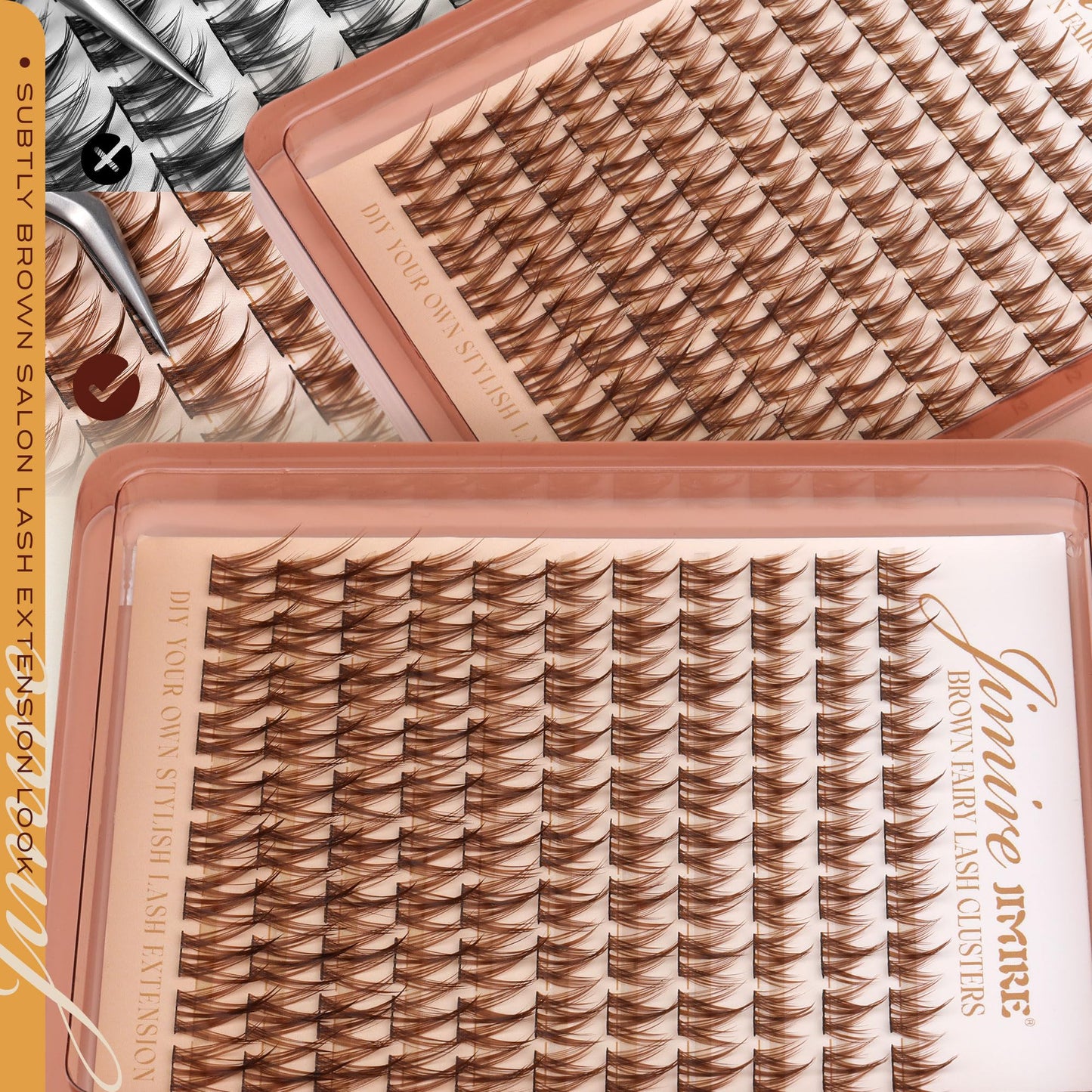 Anime Cluster Lashes Brown Lash Clusters Manga Eyelash Clusters Natural Dark Brown Individual Lashes 10-16MM Fairy Cluster Eyelash Extensions 110Pcs DIY Spiky Cluster Lashes at Home by JIMIRE