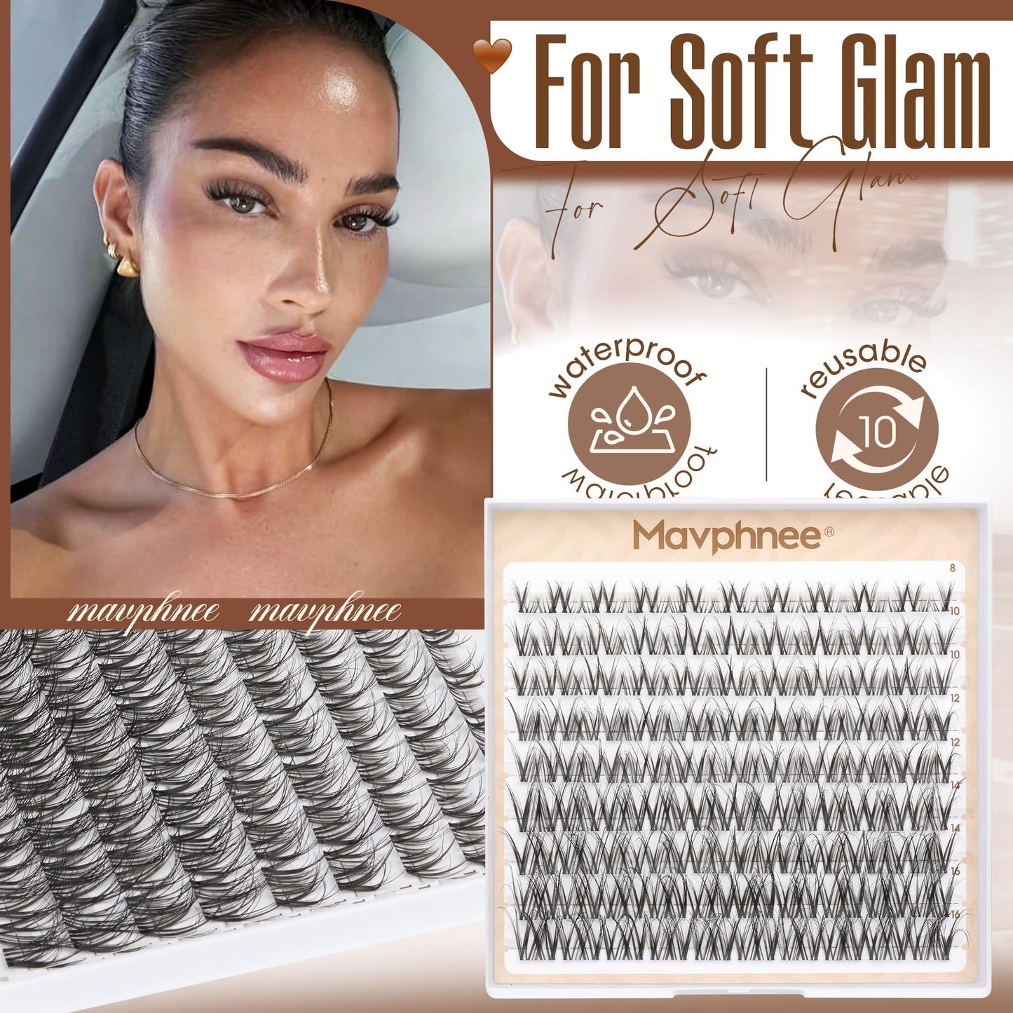 Spider Lash Clusters Natural Wispy Eyelash Extensions 8-16MM Cluster Lash Individuals with CC Curl & Flexible Clear Band Effortless Application Clusters Seamless Blend Eyelashes Inspired by Kim K