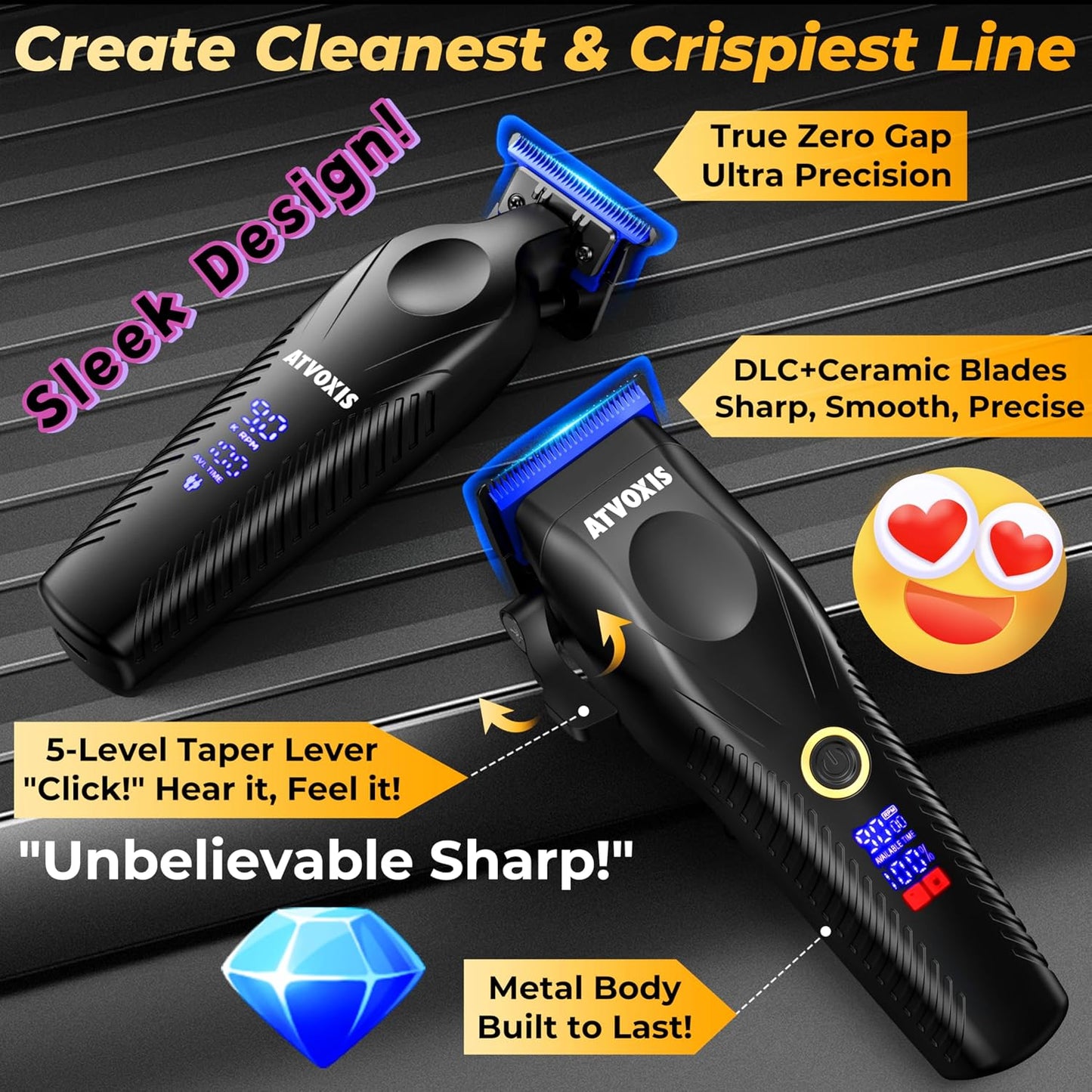 Professional Hair Clippers Set - 9000 RPM Brushless Motor, Cordless Design, Zero Gap Trimmers | Fast Charging, LED Display, Travel Pouch