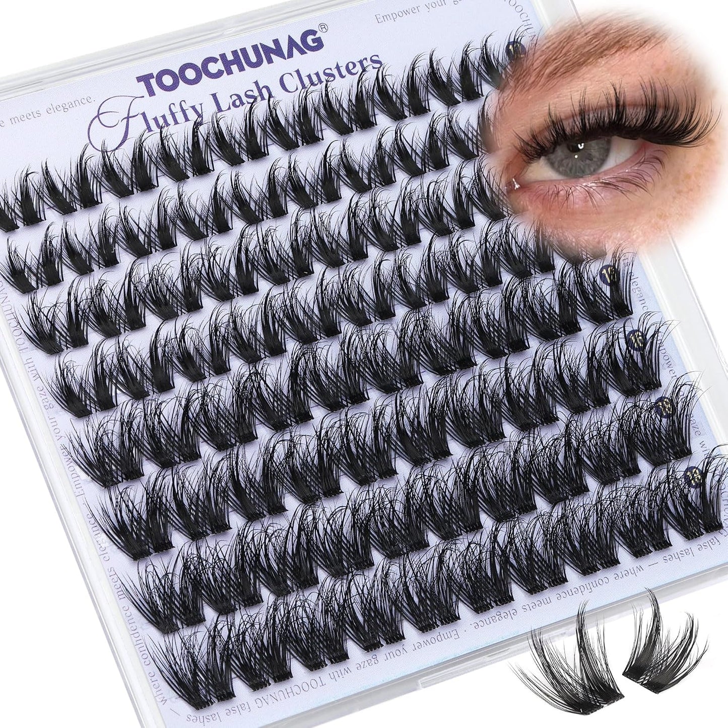 Fluffy Lash Clusters - Volume Eyelash Extensions with D Curl | 10-16mm Wispy Flora Lashes for DIY Baddies
