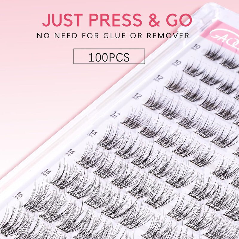 Self-Adhesive Eyelash Clusters - Natural Look No Glue Lashes 10-16mm | 100pcs with Tweezer