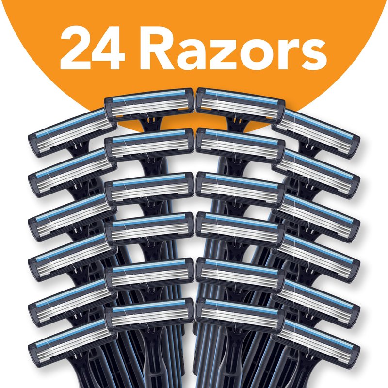 BIC Comfort 3 Disposable Razors, Long-Lasting 3-Blade Razors for Men, Perfect razors Designed for Smooth and Comfortable Shave, 24-Count