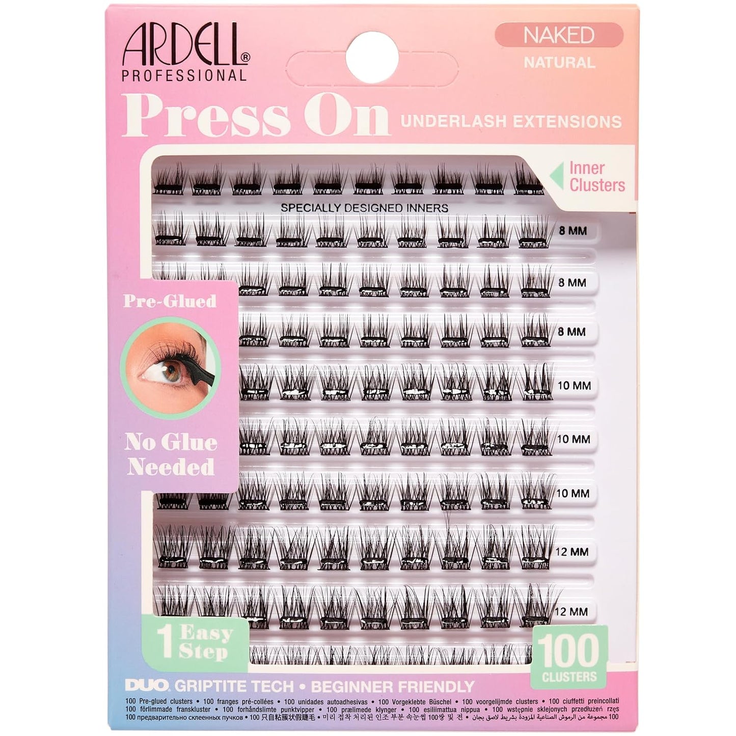 Faux Mink Press On Lashes - Natural Pre-Glued Underlash Extensions | 100 Count DIY Lash Clusters
