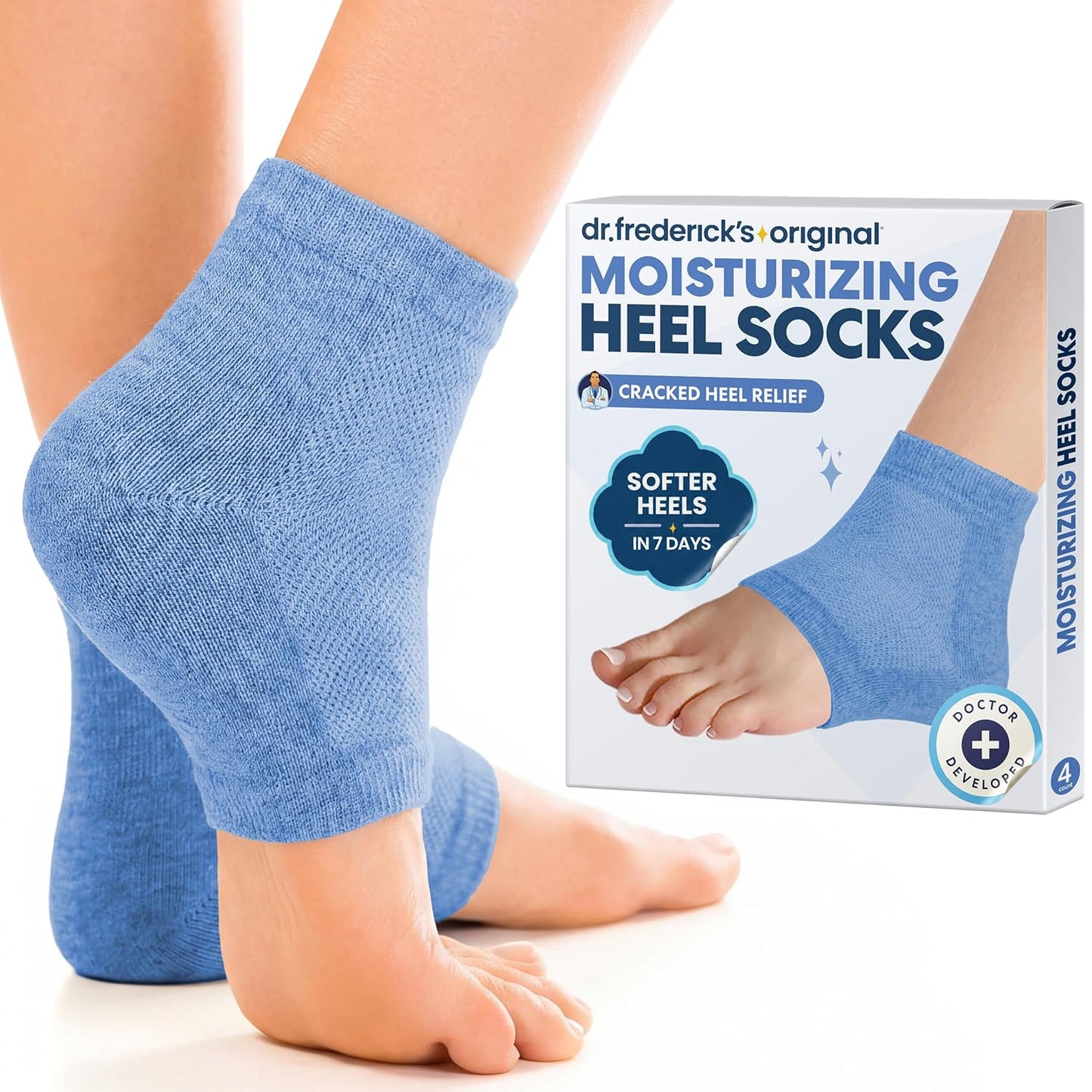 Moisturizing Heel Socks for Dry Cracked Heels - Olive Oil & Vitamin E Infusion | 2 Pairs for Men & Women