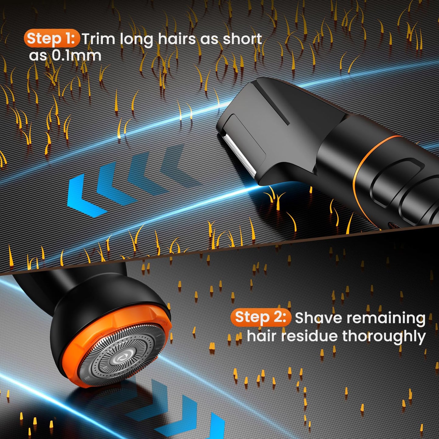 MAXGROOM Manscape All-in-One Body & Pubic Hair Trimmer for Men, No-Nick Groin & Ball Shaver, Waterproof Mens Electric Grooming Kit with LED Display, USB Rechargeable (Black)