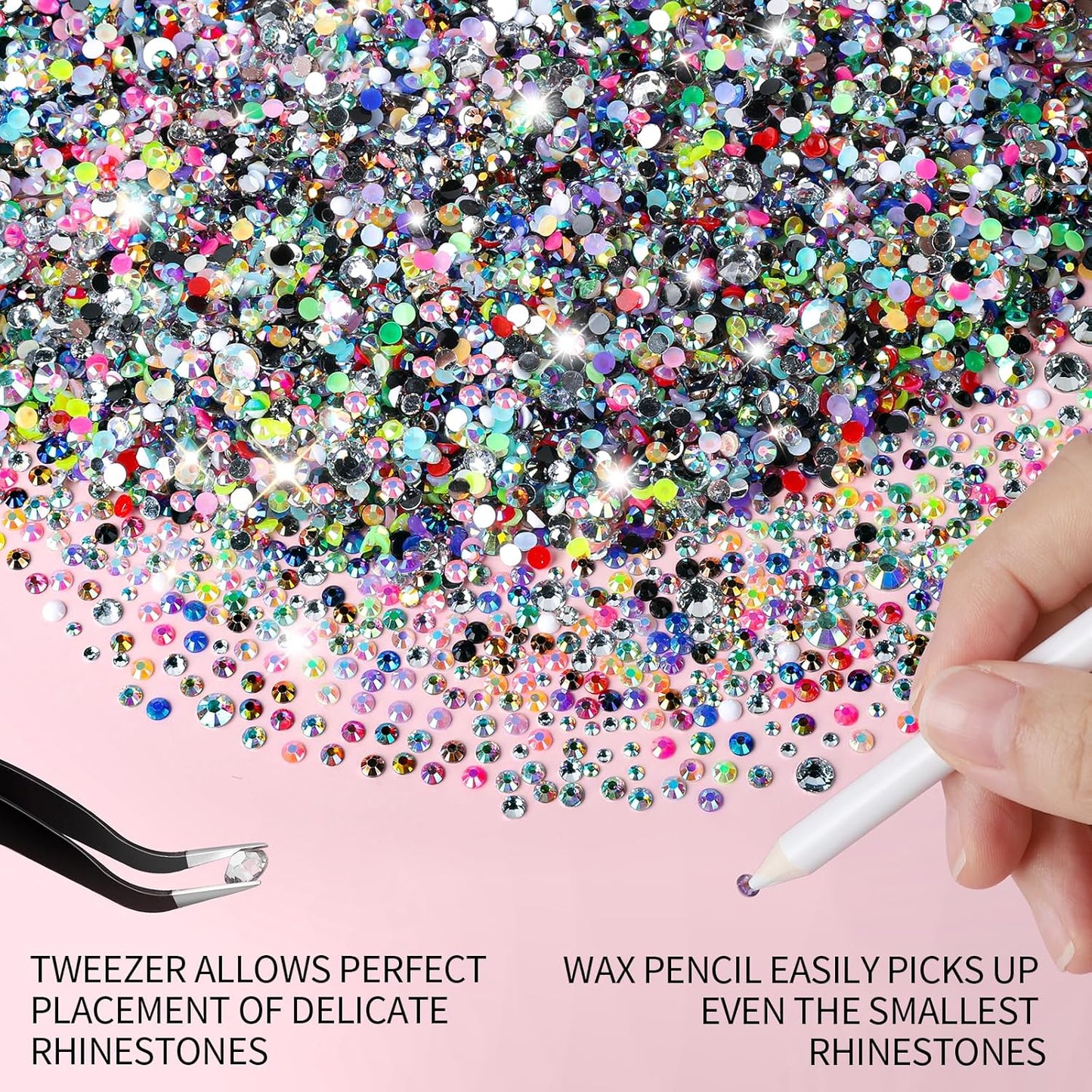 Bedazzling Rhinestone Kit - 25000PCS Multicolor AB 3mm Flat Back Gems for Crafts | Includes 3PCS Jewelry Glue