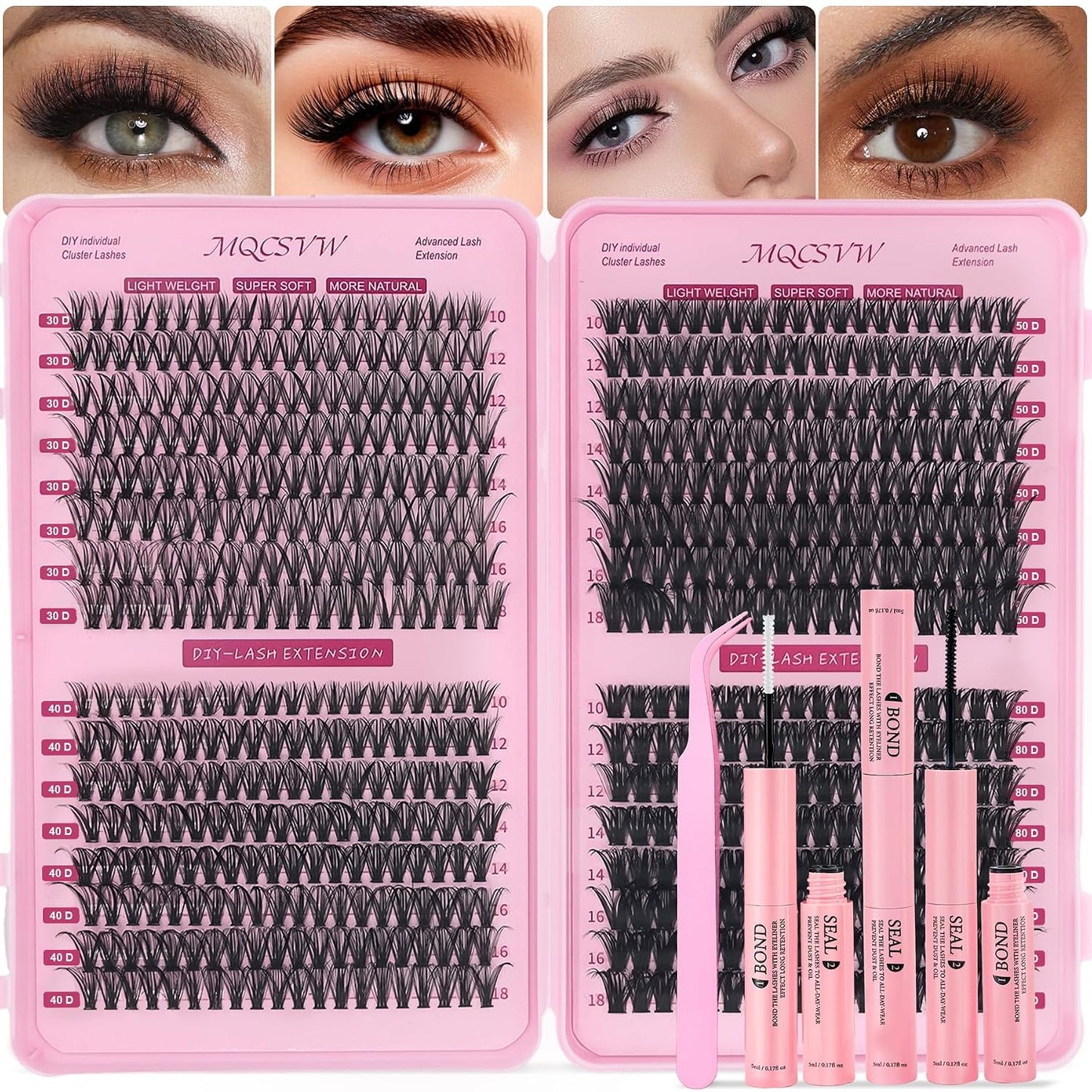 Lash Clusters - 80D & 100D Long 10-21mm Eyelash Extensions Kit | Wispy Thick Volume 300pcs Individual Lashes