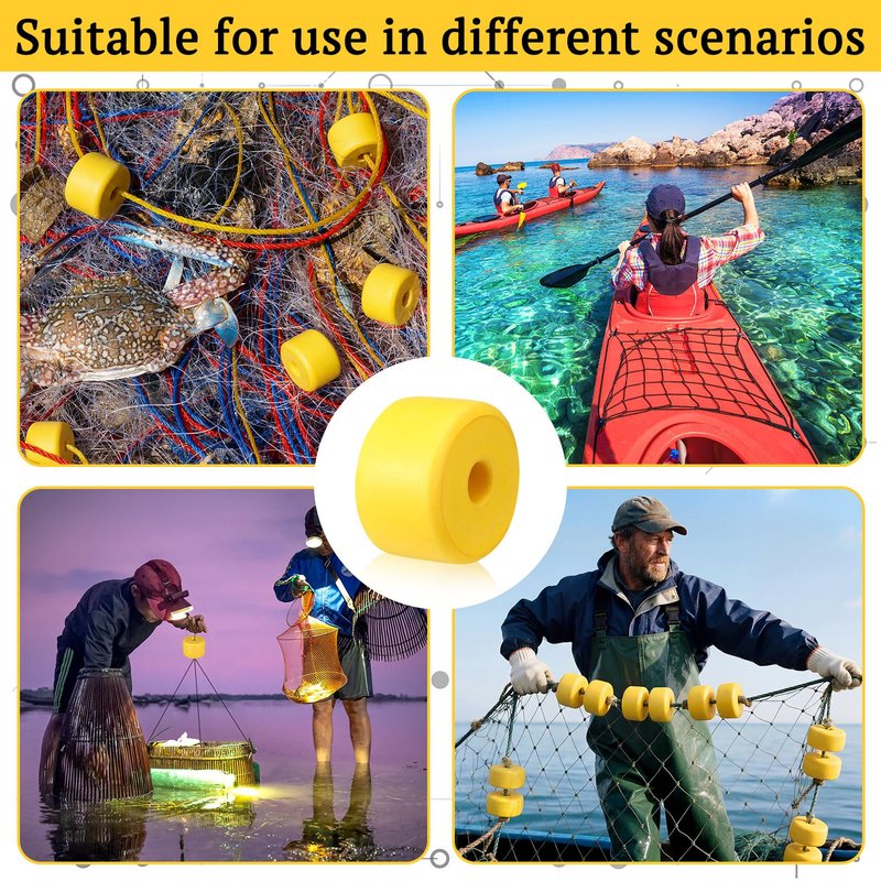 Konohan 8 Pcs Deep Water Fishing Float 3.3 x 2.2 Inch Marker Buoys Rope Floats Marine Fishing for Trail Markers Kayak Crabbing Trail Dock Swim Pool(Yellow)