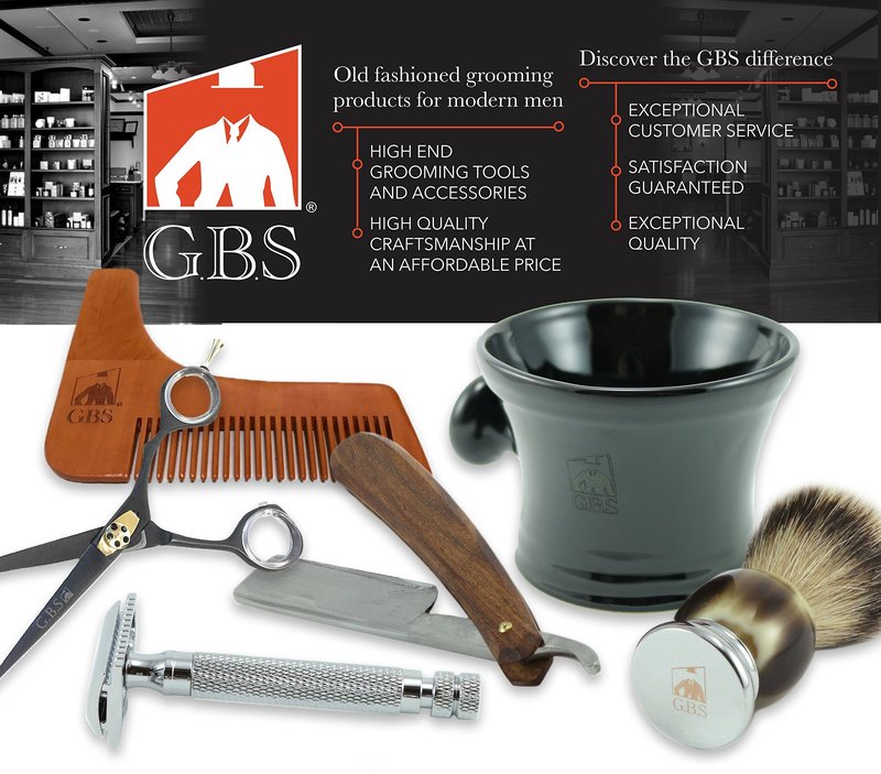 GBS Classic Straight Edge Razor Barber Shavette + Brush and Razor Stand - Ivory Horn Handle - Gold Accents + 10 Blades Men's Manual Shaver Excellent Locking Safety Mechanism