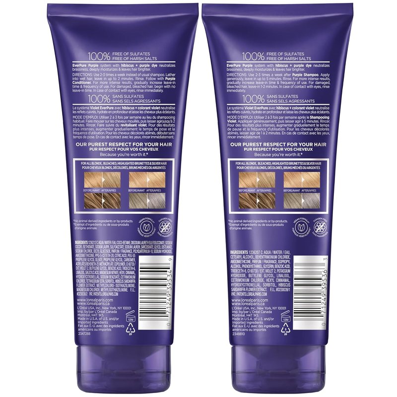 L'Oreal Paris EverPure Purple Shampoo & Conditioner Set - Sulfate Free for Blonde & Silver Hair | 1 Kit