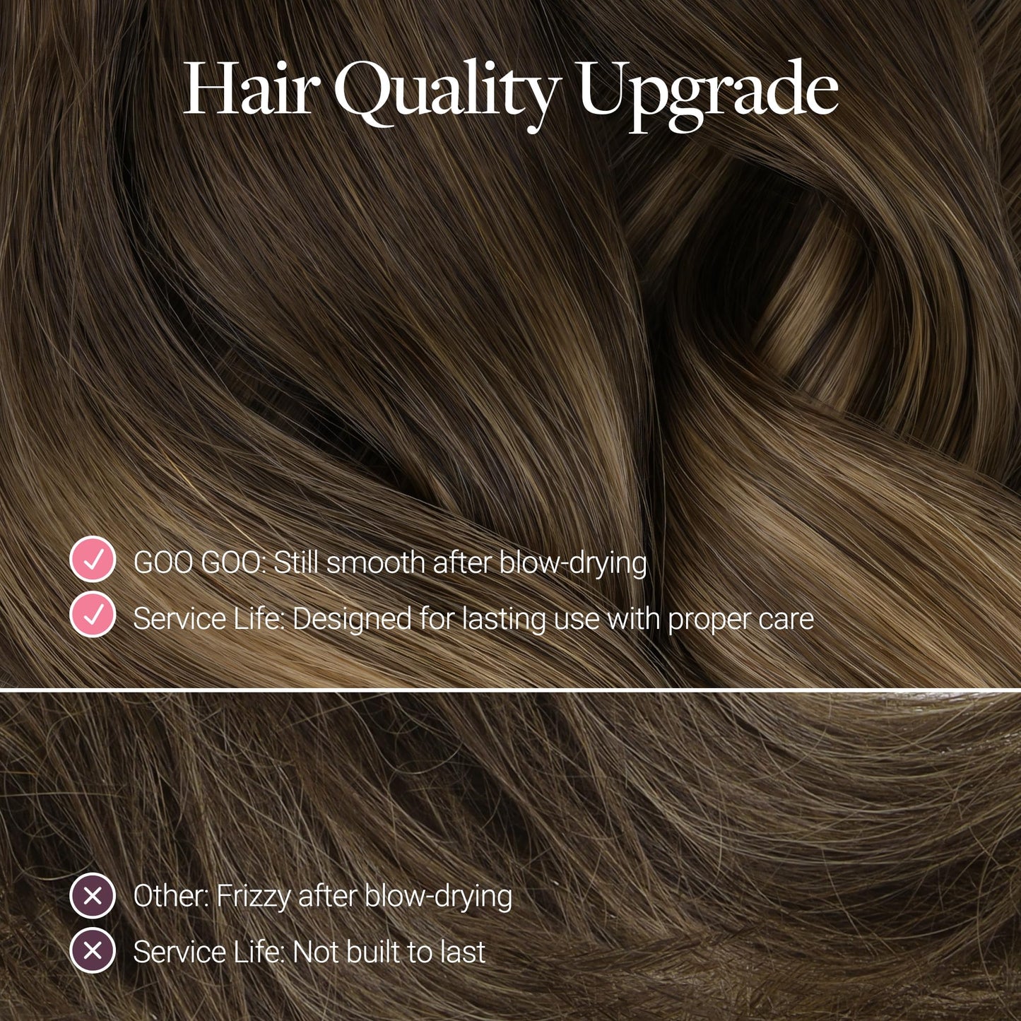 GOO GOO Scalp Hair Fill Ins, Clip in Hair Extensions, Human Hair Pieces for Women With Thinning Hair, 16/22 Light Blonde Highlighted Golden Blonde, 14inch 30g 4Pcs