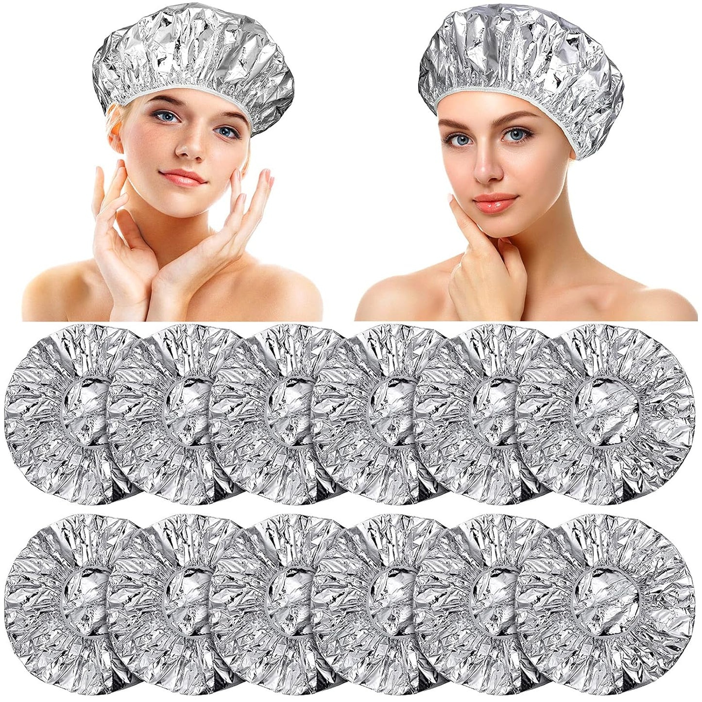Deep Conditioning Caps - 12 Pieces Aluminum Foil Reusable Hair Coloring & Processing Caps | 12 Inch, Gold & Silver