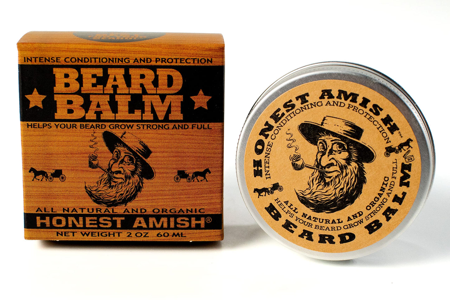 Honest Amish Beard Balm Leave-in Conditioner - Made with only Natural and Organic Ingredients - 2 Ounce Tin