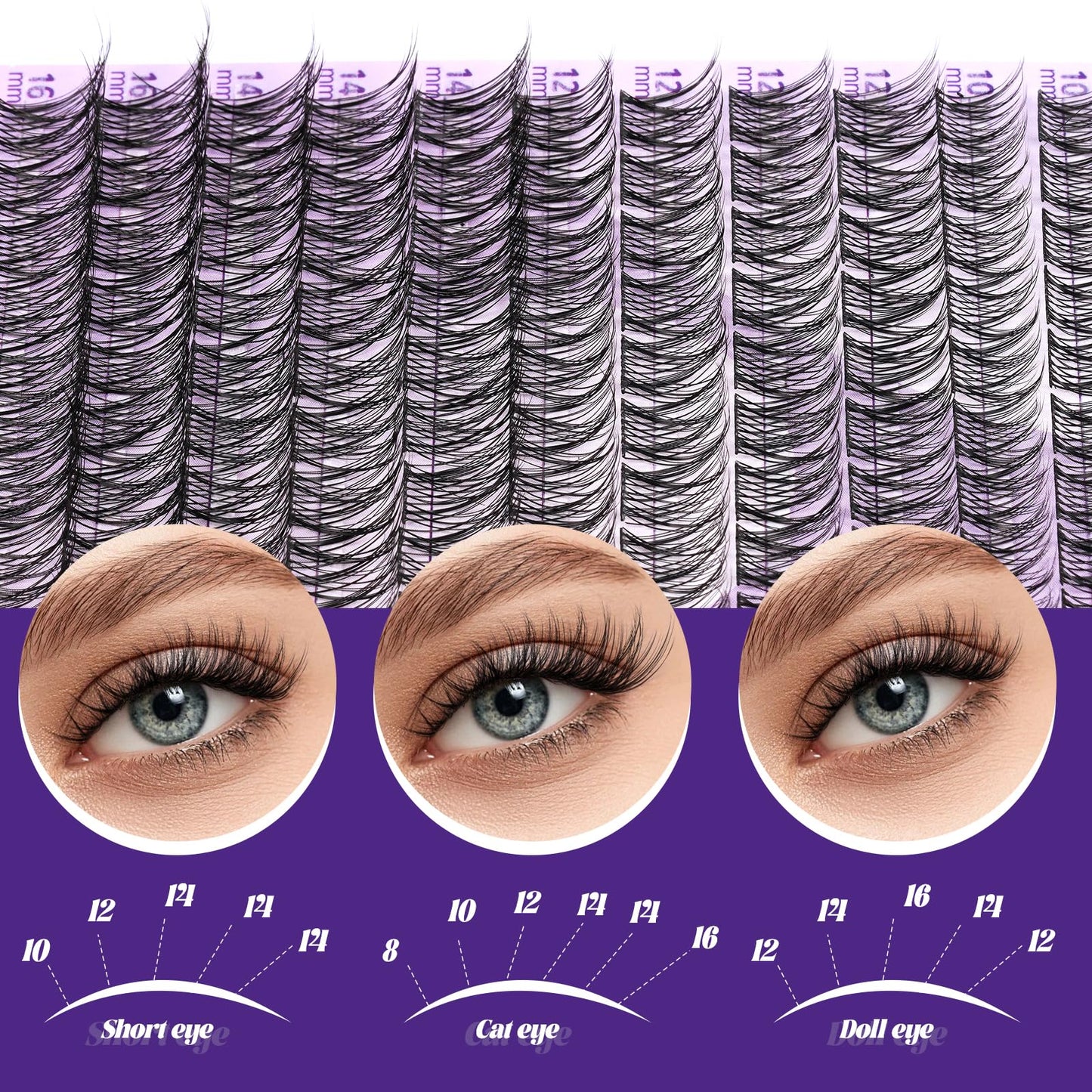 B&Q Wispy Lash Clusters Kit, Natural 01, Individual False Eyelashes Extension Set, Undetectable Natural Look for Effortless Day-to-Night Beauty, from Office Elegance to Date Night Glamour(8-16mix)
