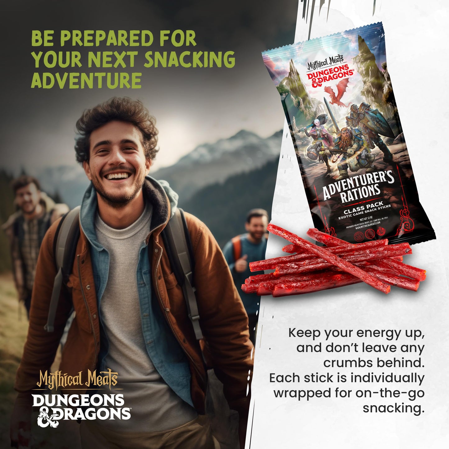 Mythical Meats Beef Jerky Snack Packs – Dungeons and Dragons gifts for Men – Exotic Meat Stick Variety Pack – High Protein, Low Sugar, Keto-Friendly, MSG Free – 12 Pack
