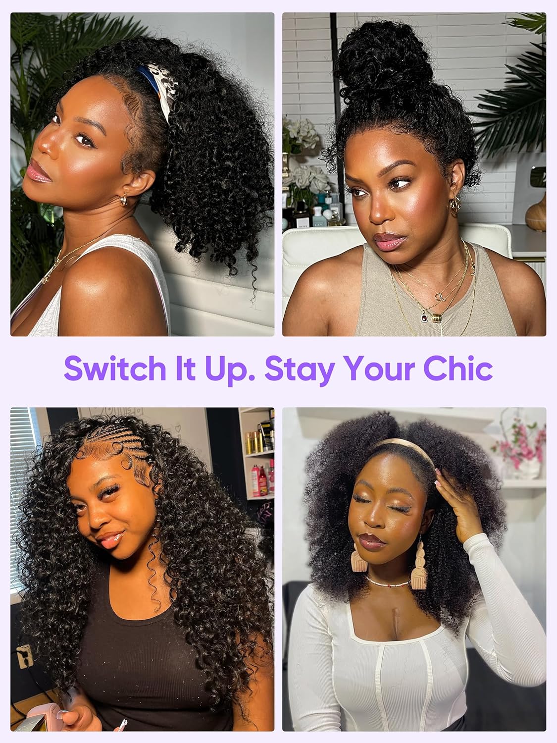 Kinky Curly Half Wig - Virgin Human Hair 1B | Glueless Drawstring | 22" True Length for Active Wear
