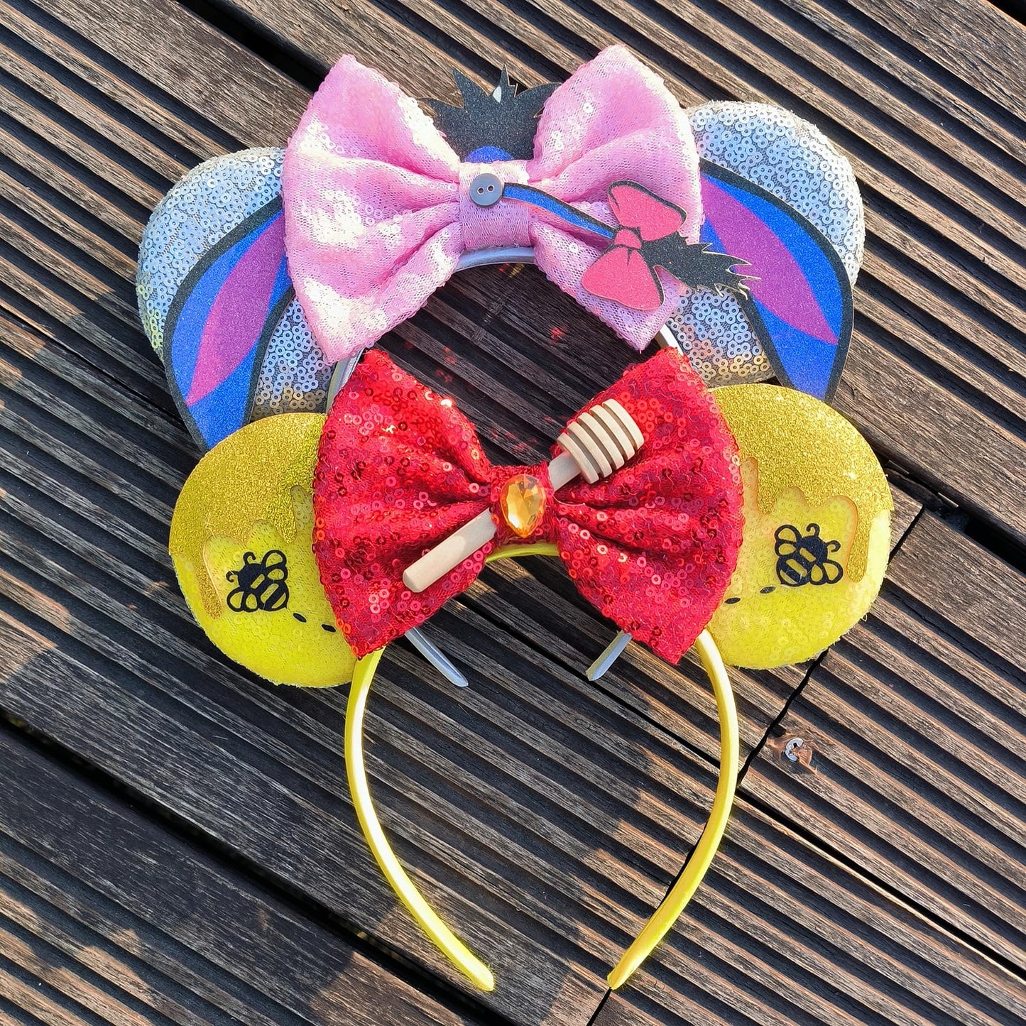 Opzzqz Mouse Ear Headbands for Women Giltter Bow Headband for Girls Birthday Party Decorations