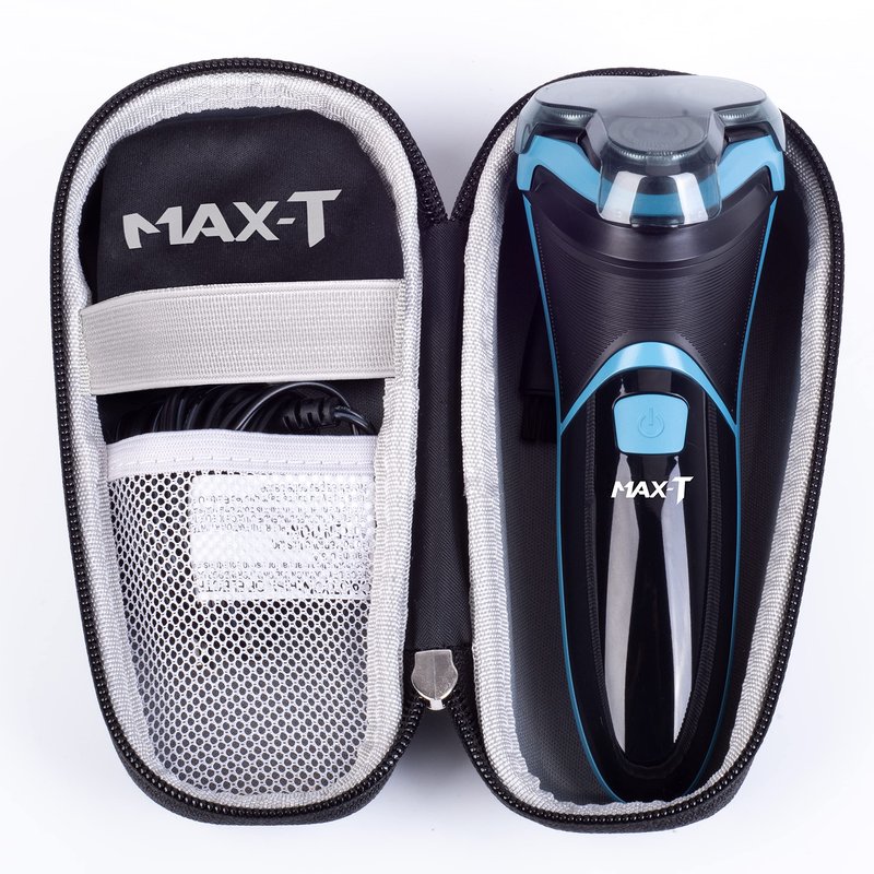 MAX-T Men's Electric Shaver - Corded and Cordless Rechargeable 3D Rotary Shaver Razor for Men with Pop-up Sideburn Trimmer Wet and Dry Painless 100-240V Red
