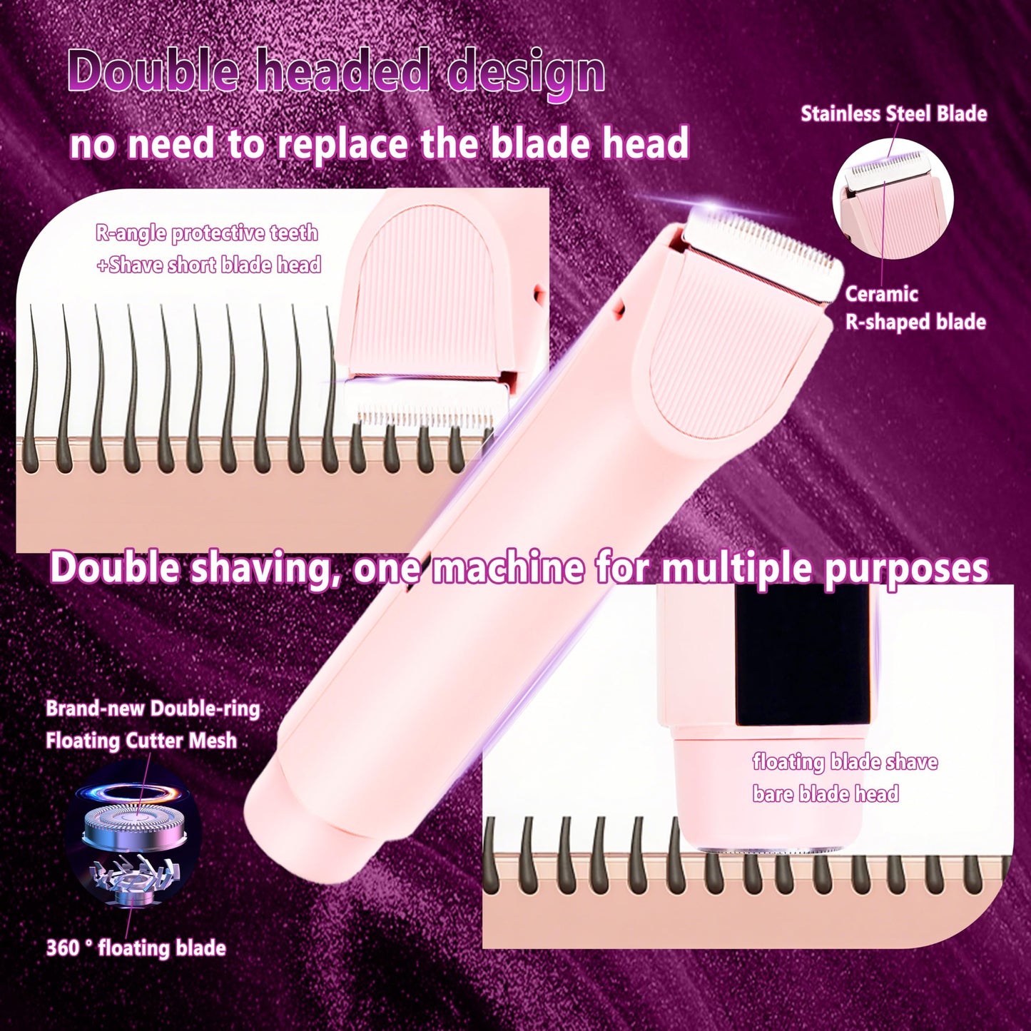 Clcepore 4.0 Upgrade Bikini Trimmer for Women【SGS Certification Intelligent AI Chip】 Skin-Friendly mild and Smooth 2 in 1 Electric Bikini Trimmer IPX7 Waterproof USB Rechargeable,Suitable for Bikini
