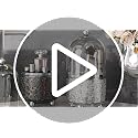 Grey 360° Rotating Makeup Brush Holder with Lid for Vanity