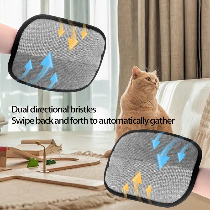 ZHENYOUBML 2Pcs Pet Hair Removal Glove for Cats & Dogs, Newly Upgraded Five Finger Electrostatic Pet Hair Removal Gloves, Reusable Cat & Dog Hair Remover for Couch, Furniture, Carpet, Curtain