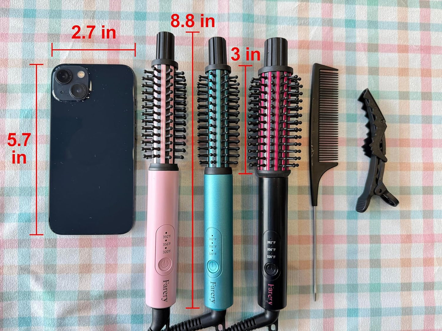 Mini Thermal Brush - 3 Temperature Adjustable Heated Round Brush for Short Hair | Travel Size Curling Iron in Pink