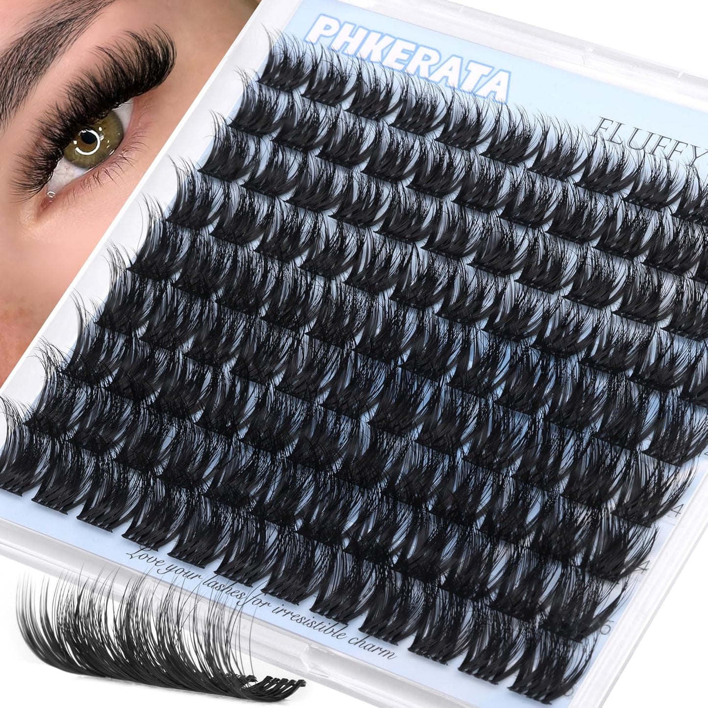 Fluffy Lash Clusters - Wispy Eyelash Extensions with Soft Thin Band | 10-16mm Mixed DIY Individual Lashes, 108 Pcs