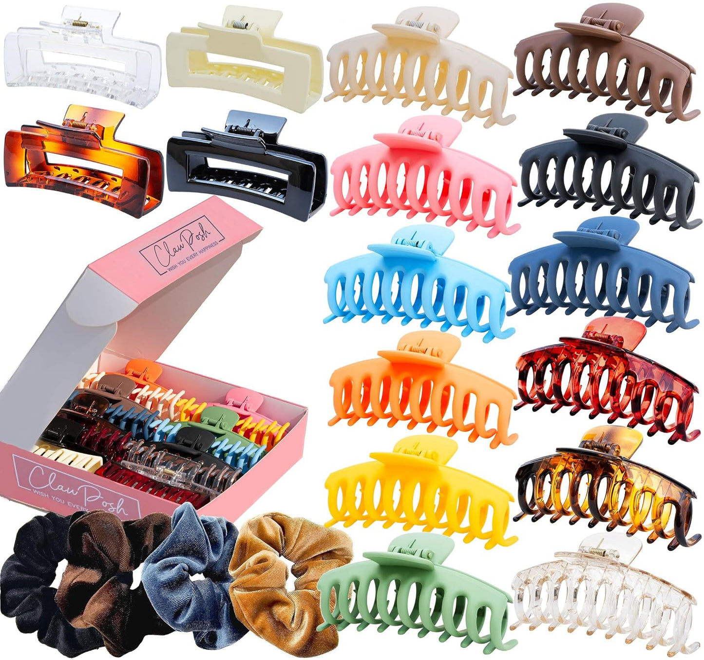 Small Hair Clips for Women - 12 Pack Mini Claw Clips for Thin & Short Hair | Neutral Matte Rectangle & Flower Designs (1.5–2 Inch)