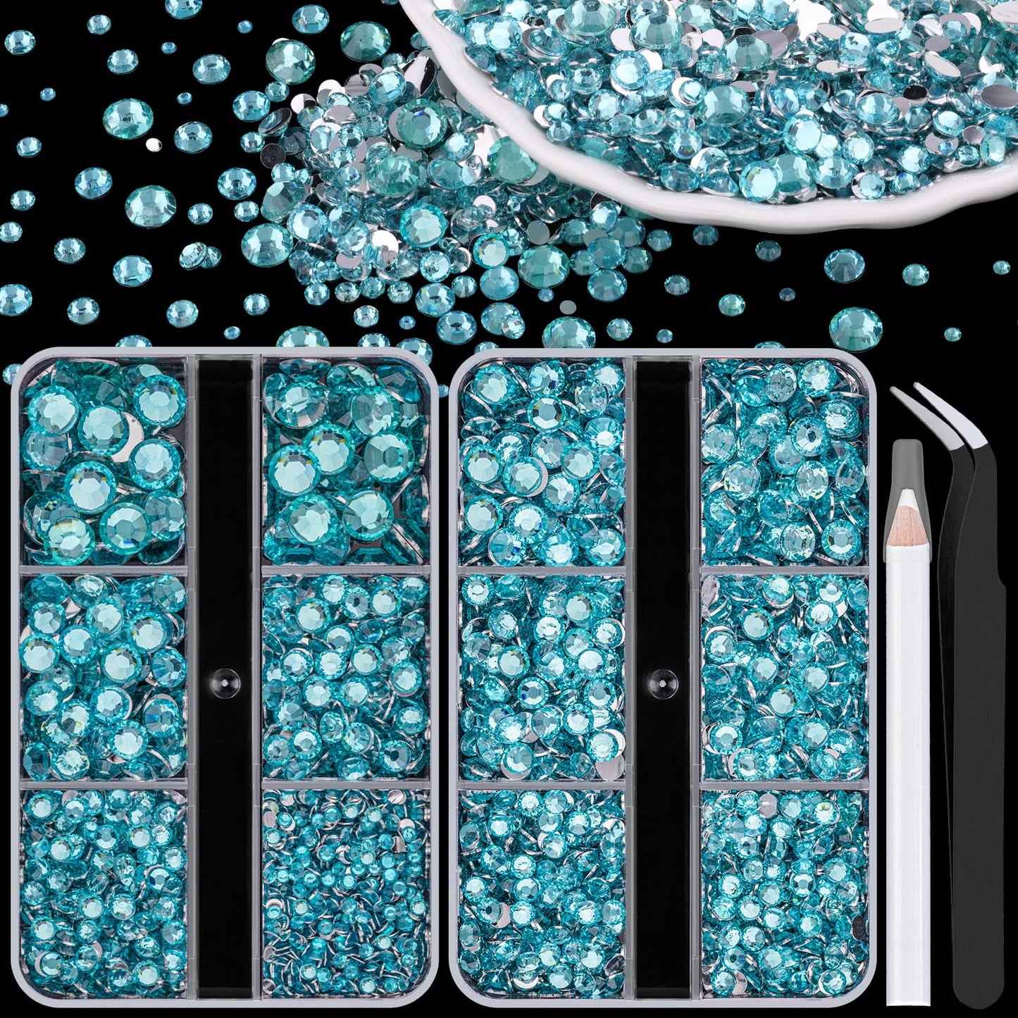BELLEBOOST Jelly Rhinestones Bedazzling Kit - 45000 Pcs, 40 Colors, 3mm Flatback Gems for Crafting | Includes 3 Pcs B7000 Glue