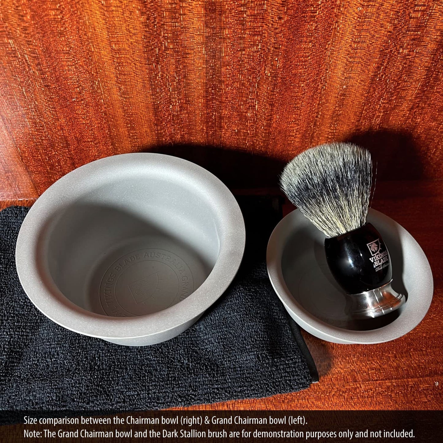 Vikings Blade Luxury Shaving Soap Bowl, Sandblasted Steel for Fast, Thick Lather, Unbreakable, Tactile Texture, Great for Standard Sized Pucks & Soaps (The Chairman, 3” Diameter)