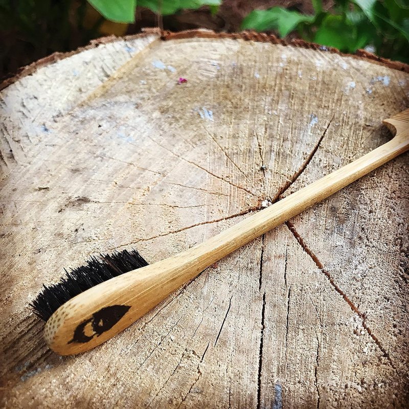 2-in-1 Sapling Mustache Brush & Comb (2-pack) from Green Beard Grmng - Boar Bristle & Bamboo