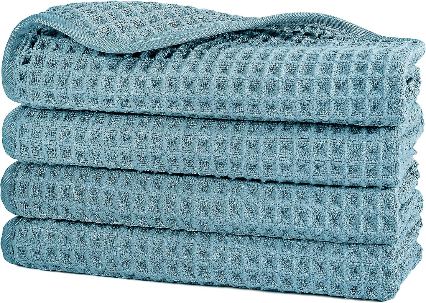 Microfiber Washcloths - Lint-Free Face Towels, 430 GSM | 13 x 13 in, 4 Pack - Waffle Weave