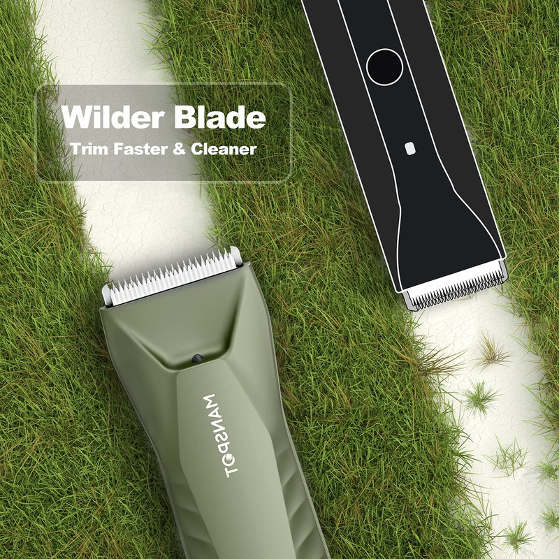 MANSPOT Manscape Trimmer for Men Ball/Pubic/Groin, Electric Body Hair Trimmer, Replaceable Ceramic Blade Heads,Waterproof for Wet/Dry Use,Standing Recharge Dock,90 Minutes Shaving After Charged(Green)