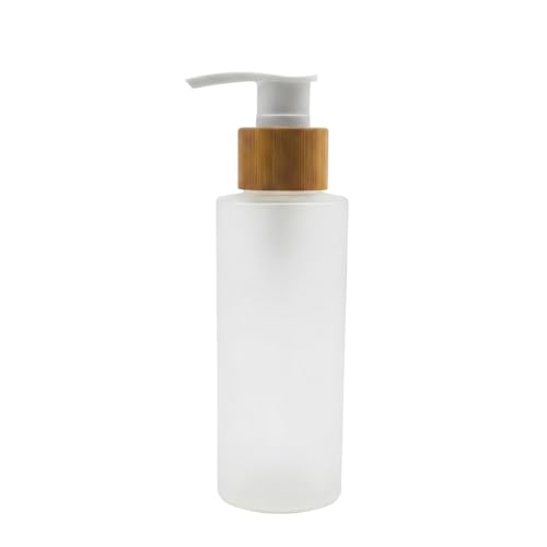SYBL 120ml Glass Lotion Dispenser with Bamboo Pump Refillable Cosmetic Container