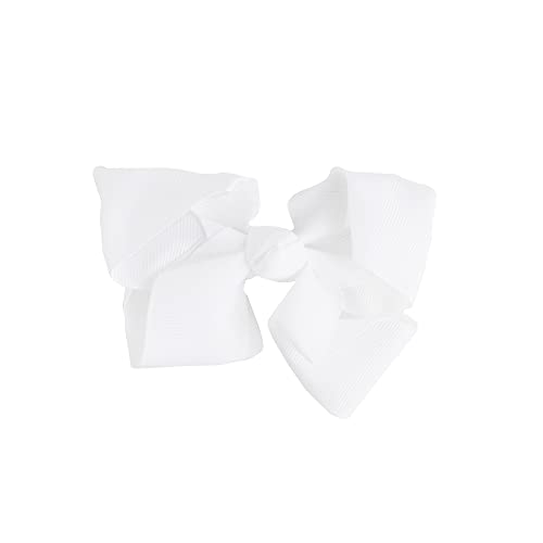 4-Inch Grosgrain Hair Bow Clip for Girls - White