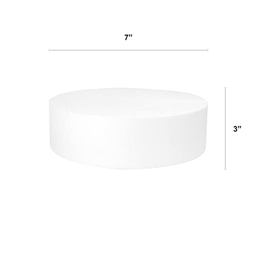 O'CREME Polystyrene Dummy Cake Display - Round 7” x 3” for Decorating