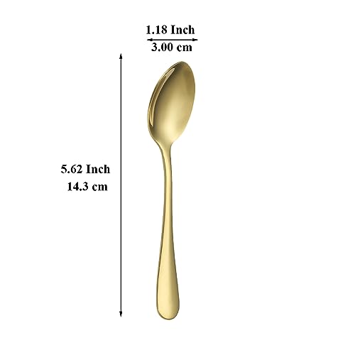Evanda 12-Piece Gold Stainless Steel Teaspoon Set - Dishwasher Safe