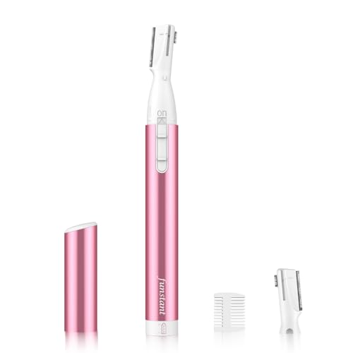 Upgraded Eyebrow Trimmer, Precision Electric Eyebrow Razor for Women Battery-Operated Facial Hair Remover with Comb No Pulling Sensation Painless for Face Chin Neck, Upper-Lip, Peach-Fuzz